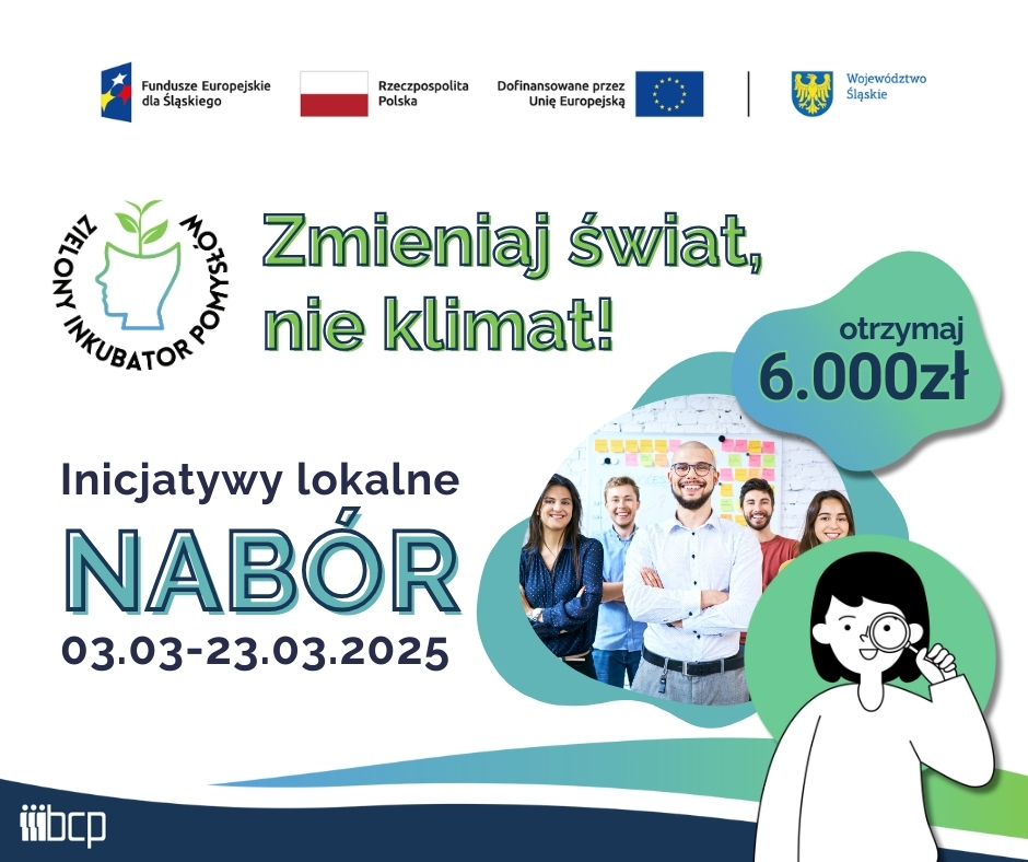 Plakat informujący o naborze na dofinansowanie inicjatyw lokalnych